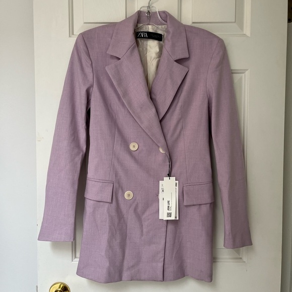 NWT ZARA Lilac Tailored Double-Breasted Blazer | XS - Picture 5 of 16